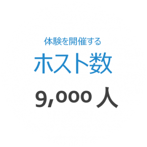 体験を開催するホスト数 9,000人